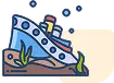 Icone d'un bateau échoué pour représenter la partie site de plongée