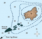 Plan permettant de trouver l'épave du Spahis autour du rocher de la fourmigue